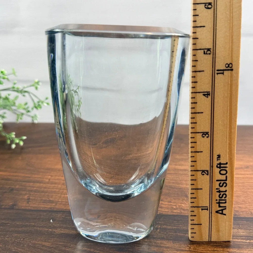 Strombergshyttan Swedish Crystal Vase Signed Mid Century Modern Vintage